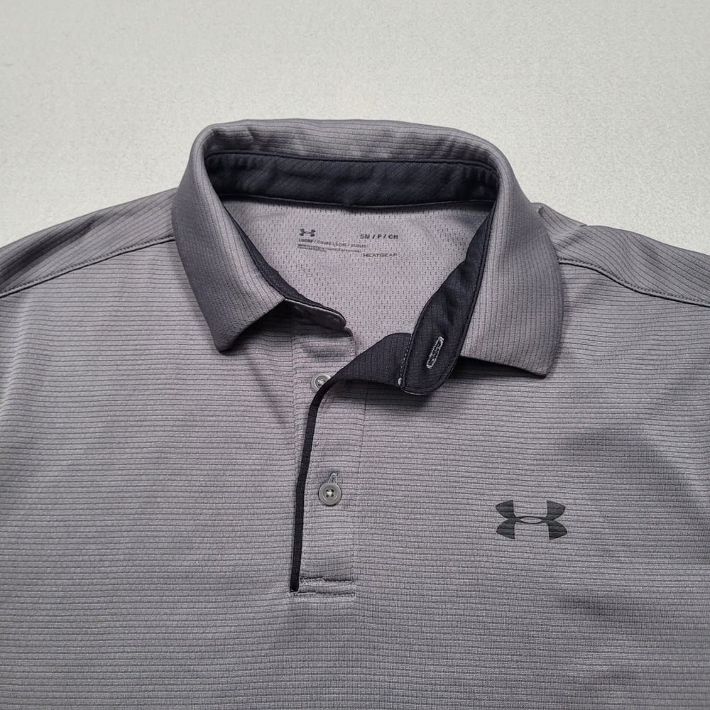 Under Armour Mens HeatGear Loose Fit Short Sleeve Polo Shirt Gray Small MWFVGNFL